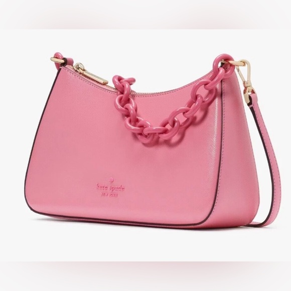 Kate Spade ♠️ Madison Resin Chain Convertible Crossbody Blossom Pink - Picture 8 of 9